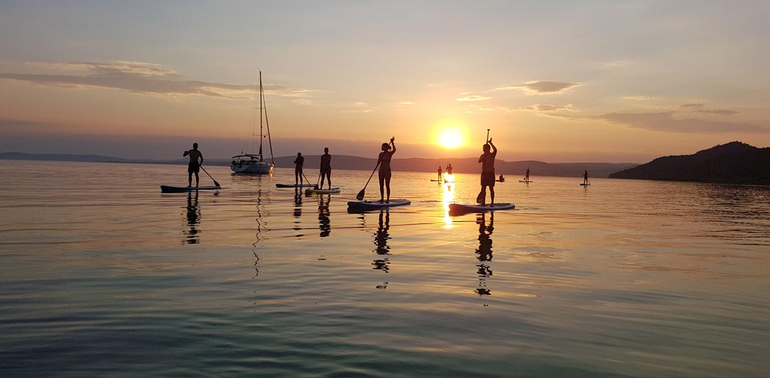 sunset sup tour at Lake Balaton right bevore the sun sets